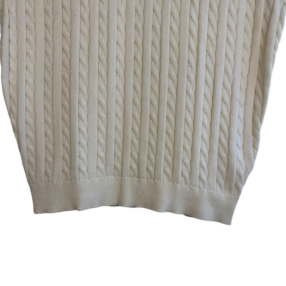 CYPRESS LINKS Mens Cable Knit Vest 100% Cotton Cream Large Golf Resort Vacation - Picture 5 of 7